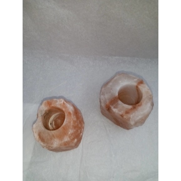 Set of 2 Pink Himalayan Salt Tealight Candle Holder - Picture 2 of 5